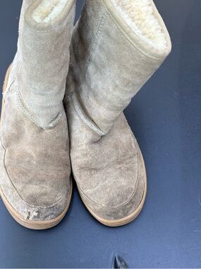 UGG Taupe Suede Shearling-Lined Women's Slipper Boots